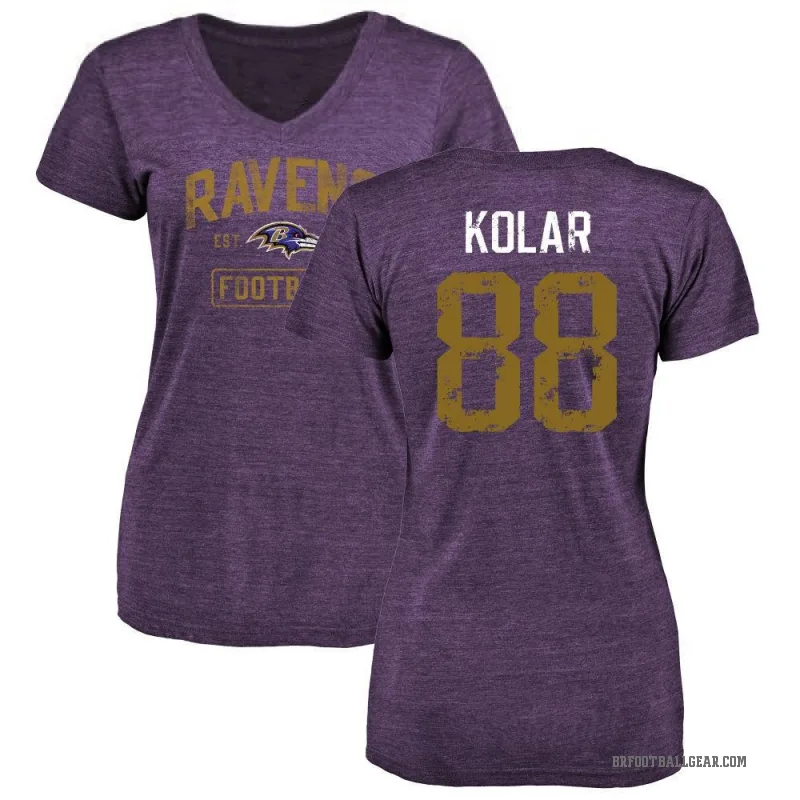 Charlie Kolar Women's Purple Baltimore Ravens Distressed V-Neck T-Shirt