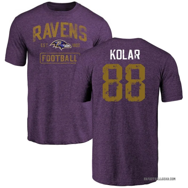 Charlie Kolar Youth Purple Baltimore Ravens Distressed T-Shirt