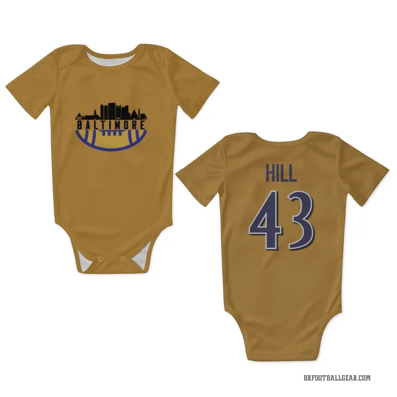 Justice Hill Gold Baltimore Ravens Newborn & Infant Bodysuit