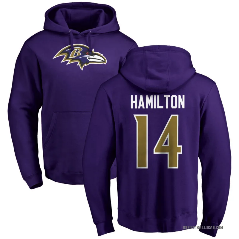 Kyle Hamilton Men's Purple Baltimore Ravens Pro Line by Branded Logo Pullover Hoodie