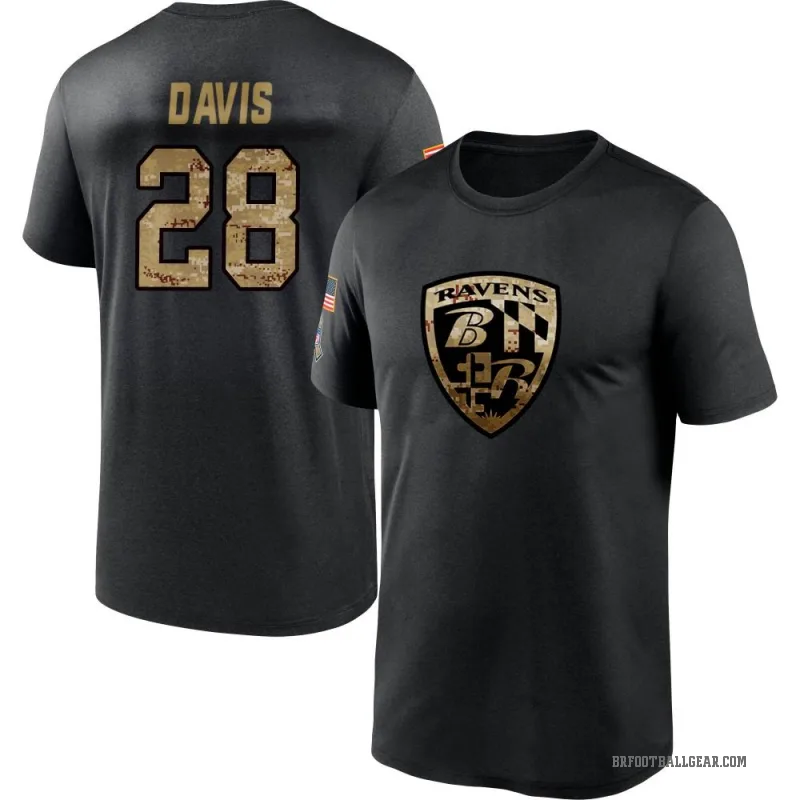 Mike Davis Men's Black Baltimore Ravens 2020 Salute To Service Performance T-Shirt