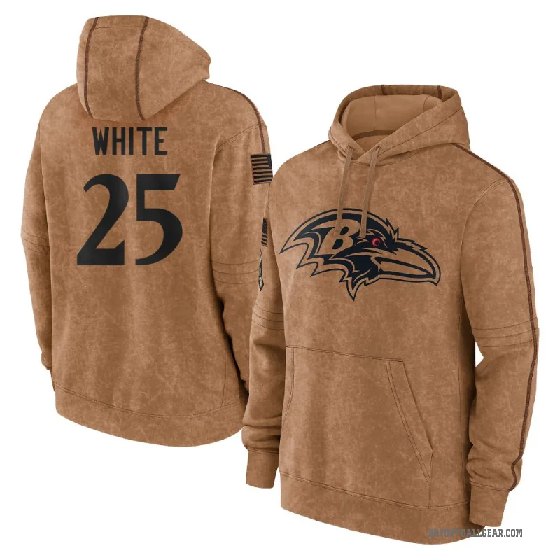 Tre'Davious White Men's White Baltimore Ravens Brown 2023 Salute To Service Club Pullover Hoodie