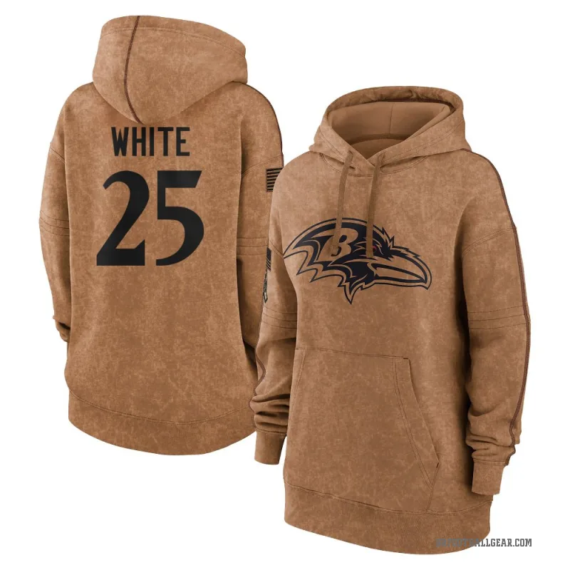 Tre'Davious White Women's White Baltimore Ravens Brown 2023 Salute To Service Pullover Hoodie